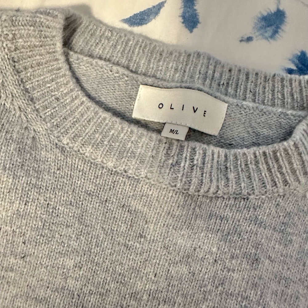 Women's Light Blue Crew Neck Sweater - Picture 3 of 4